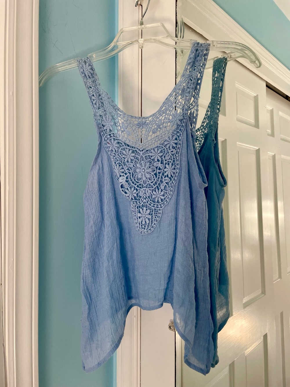 Adorable light blue Cotton/ Croquet Tank Top